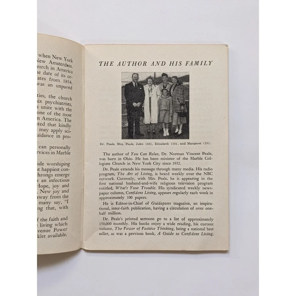 You Can Relax Norman Vincent Peale Vintage 1953 Self Help Positive Thinking Book